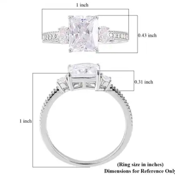 Lustro Stella Finest CZ Ring in Platinum over Sterling Silver.  NWT - Picture 8 of 8